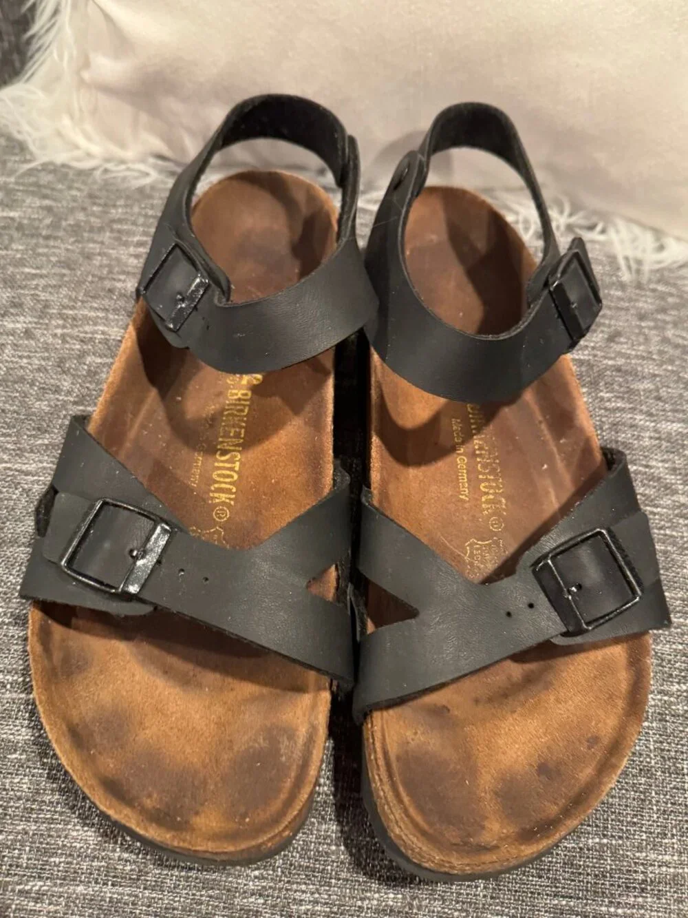 Birkenstock Arizona Sandals Men's 9–9.5 Narrow EU 42 Black Birko-Flor EUC